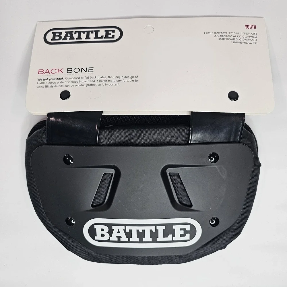 Battle Football Back Plate – Hard Shell Lower Back Protector with Contoured Foam